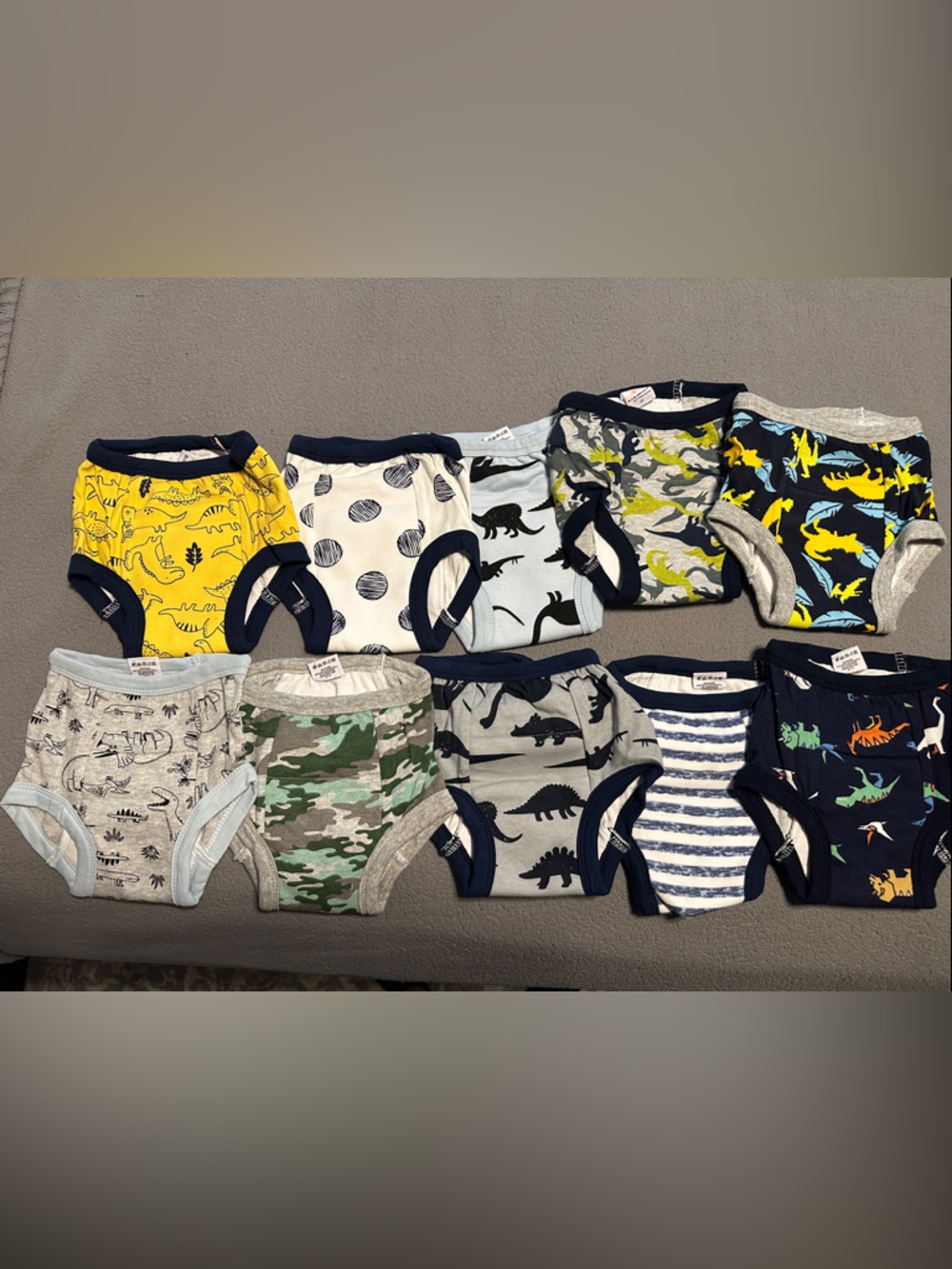 NWOT Lot of 10 Toddler Boys' Size 2T Dinosaur and camo potty training underwear
